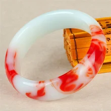 Браслет из натурального нефрита, красный, белый браслет, очаровательные ювелирные изделия, модные аксессуары, резной амулет, подарки для женщин, мужчин