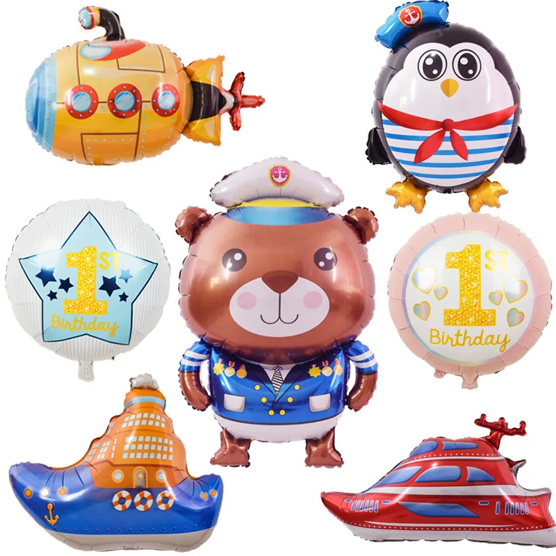 

Captain Water Transport Ship Submarine Helium Balloon Ocean Theme Party Foil Balloons Baby Shower Kids 1st Birthday Party Decor