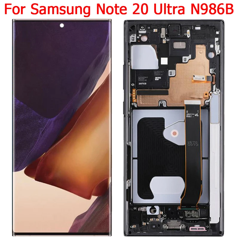 삼성 노트 20 울트라 SM-N986F LCD 터치 스크린 패널, N986B 디스플레이, 6.9 인치 프레임 포함