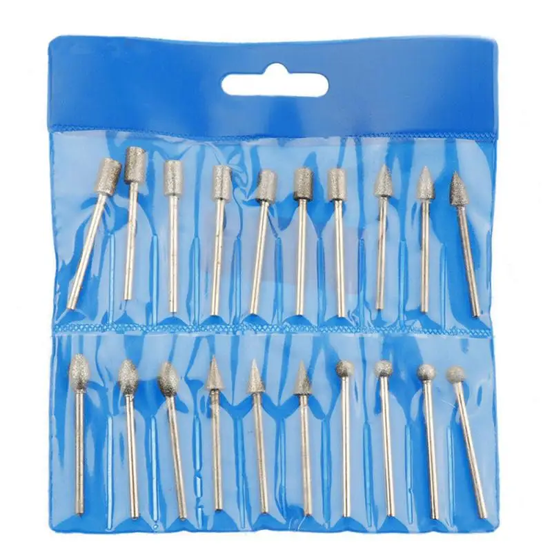 20Pcs 80 Grit Diamond Burr Set Drill Bits For Dremel Tool 3*6mm Rotary Grinding Head Abrasive Tools мультитул | Инструменты