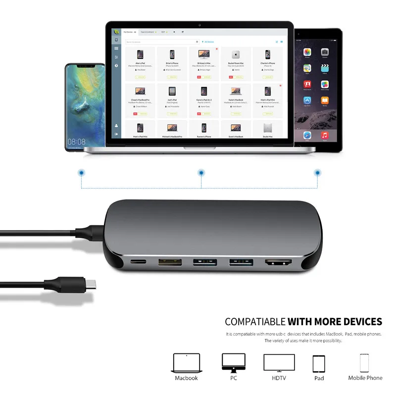 AJIUYU usb-хаб C концентратор для нескольких USB 3,0 HDMI адаптер док-станция для MacBook Pro Air Аксессуары USB-C type C 3,1 разветвитель порт USB C концентратор
