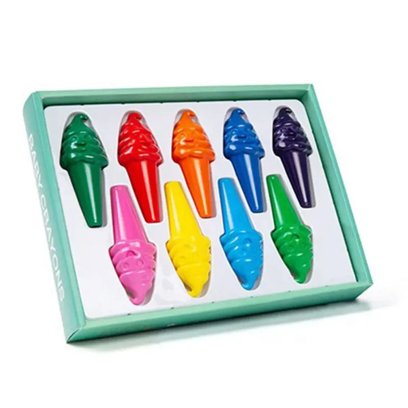 

9 Colors Ice Cream Shape Crayons Non Toxic Washable Painting Drawing Wax forKids B95C