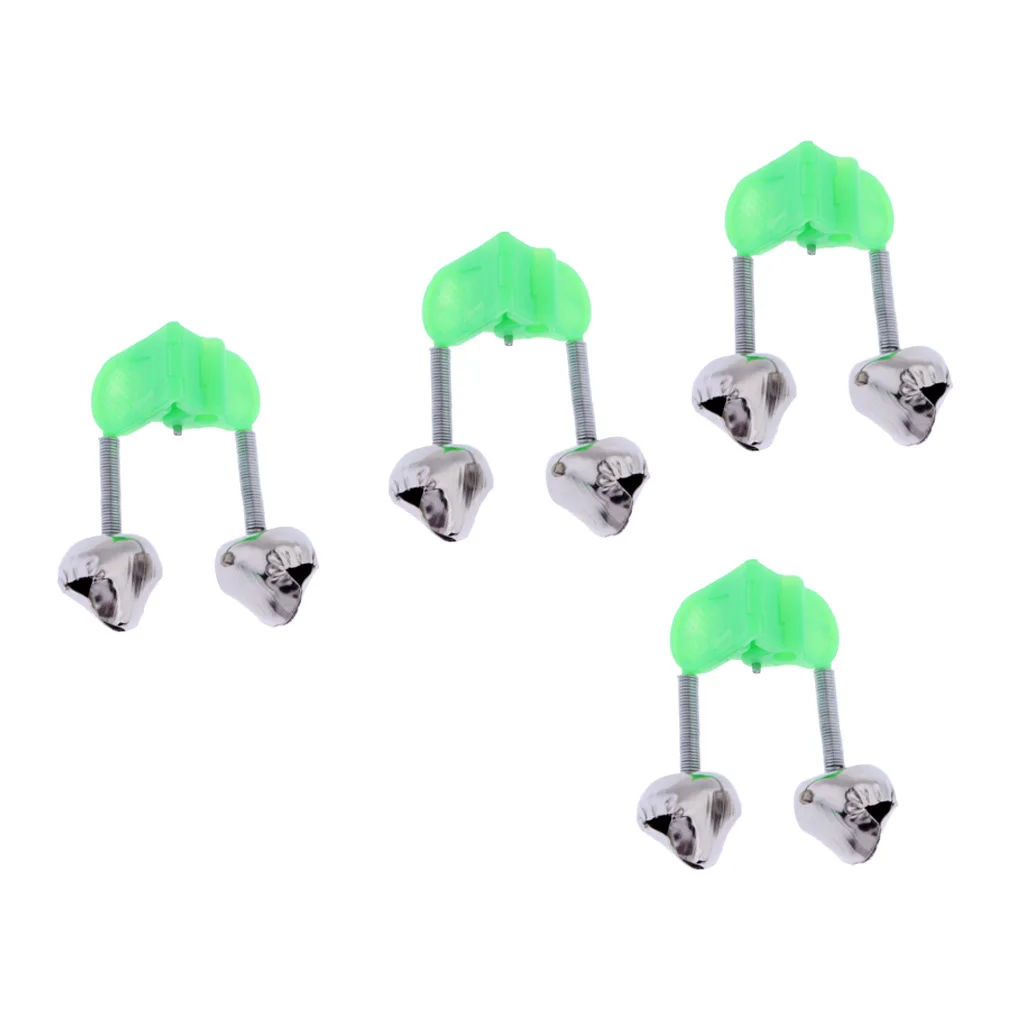 4Pcs Dual Alert Bells Fishing Rod Alarm Clip Carp Fishing Equipment