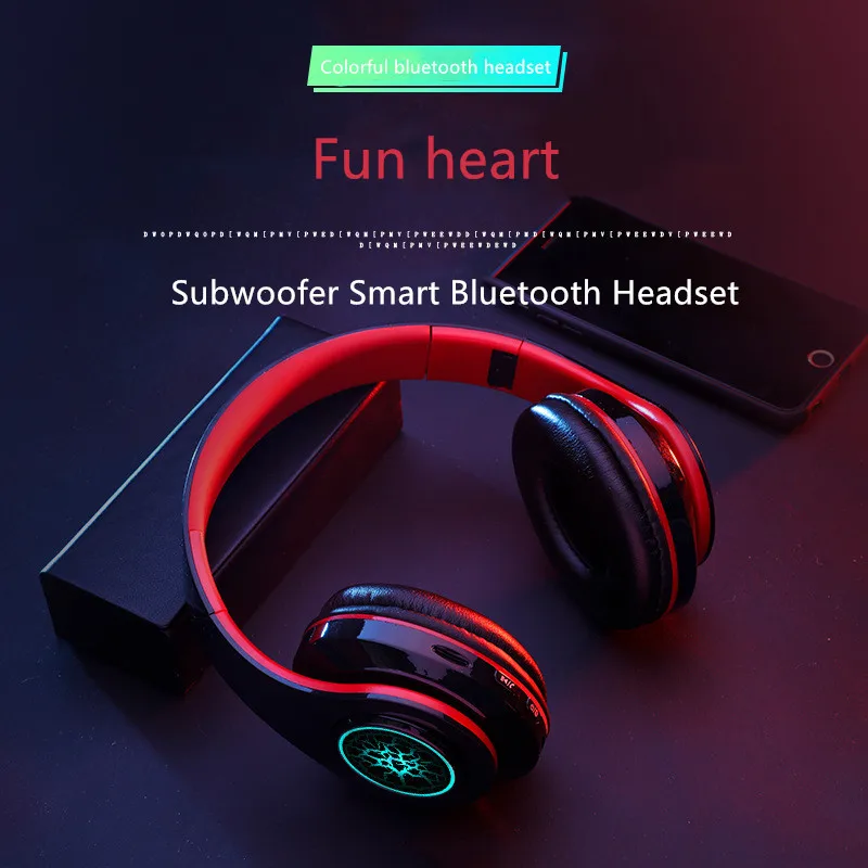 Bluetooth гарнитура наушники беспроводной сабвуфер с подсветкой Разъем карты красочные складные переноски Телескопический дизайн вставные кабели 4042