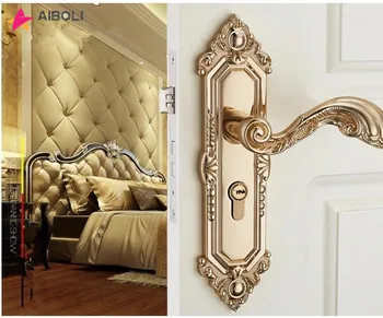 

Vintage Mute Room Door Lock Zinc Alloy Interior Door Handle Lock European style Anti-theft Gate Lock Furniture Hardware
