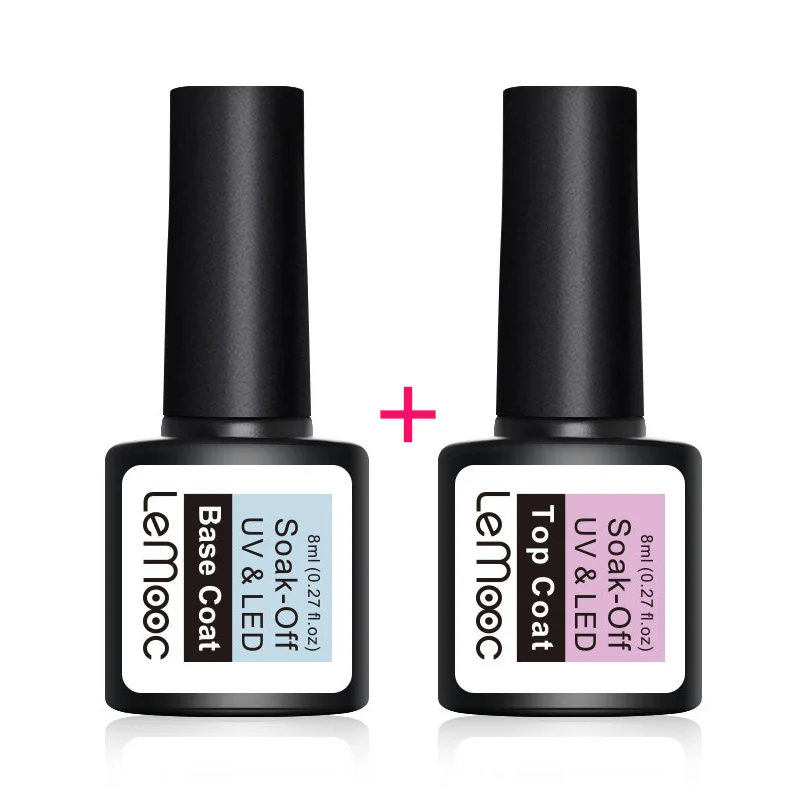 base top coat LEMOOC 8 мл набор гель-лаков для ногтей розовое золото гель для ногтей УФ лак Полупостоянный лак для ногтей Блеск цветной гель для маникюра - Цвет: base top coat