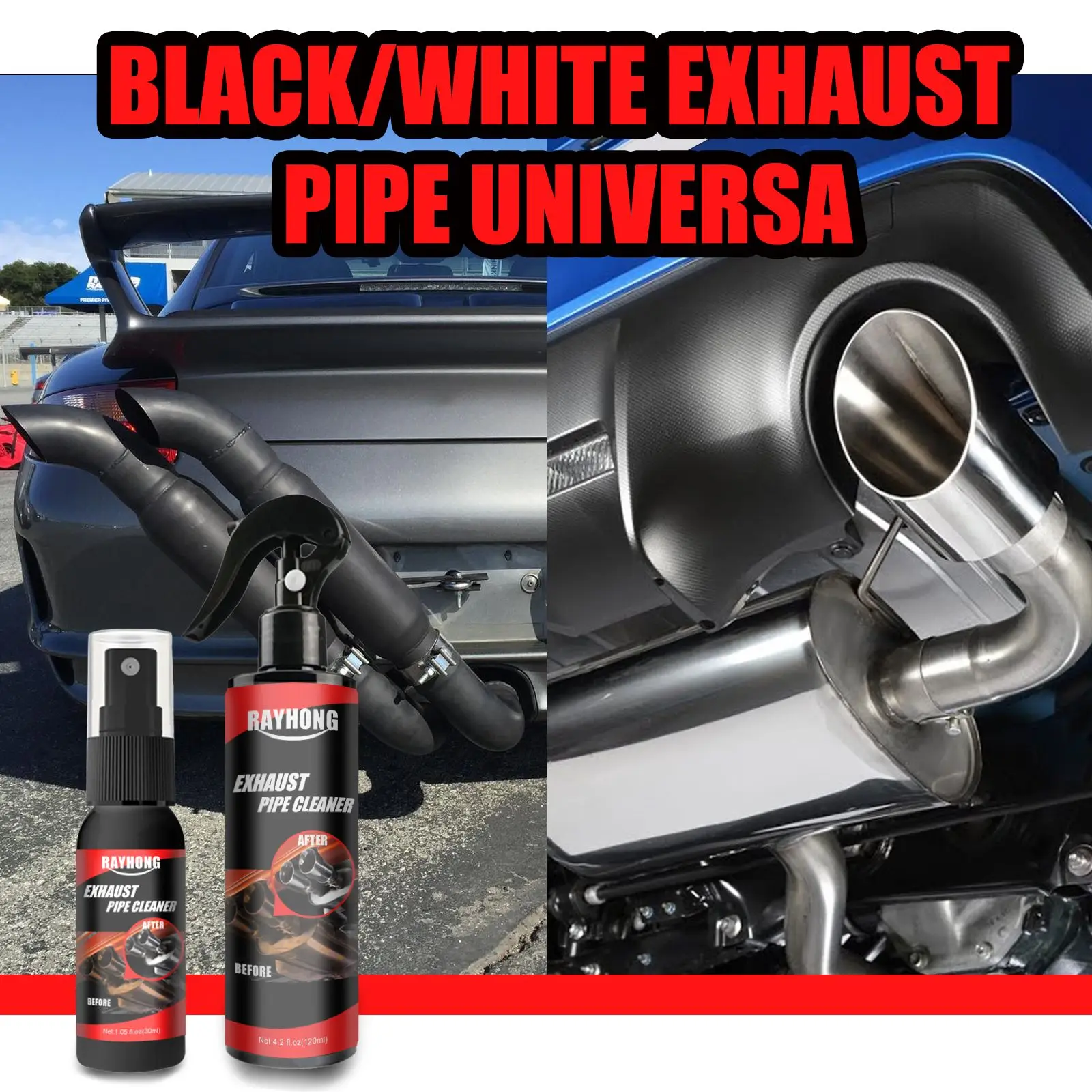 Motorcycle Exhaust Pipe Cleaner Spray Car Rust Remover Repair Maintenance Polished Tools Set with Brush Cloth and Sponge 30ML motorcycle exhaust cleaner