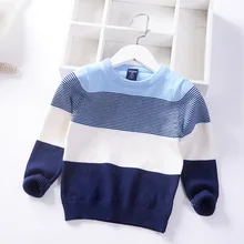 Повседневный свитер для мальчиков, осень, Хлопковый вязаный мягкий пуловер для маленьких мальчиков, полосатый свитер для девочек, детская одежда