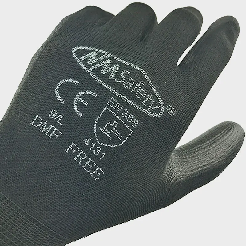 24 Pieces/12 Pairs PU Palm Coated Knitted Nylon Cotton Safety Glove CE Certificated Mechanic Protective Working Gloves
