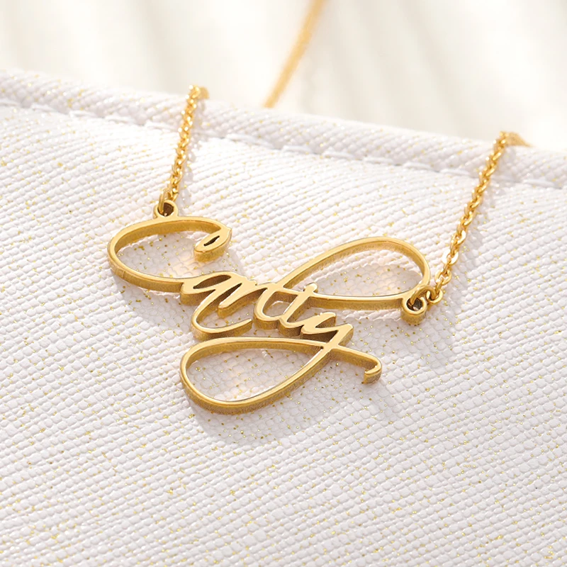 

Fashion Custom Name Pendant Necklace Stylish Cursive Crown Heart Nameplate Necklaces Stainless Steel Birthday Gift Droshipping