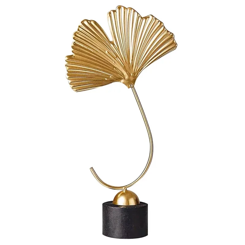 Iron Art Gingko Leaf Sculpture Gold Miniatures Home Desktop Ornament for Living Room Hotel Decoration | Дом и сад