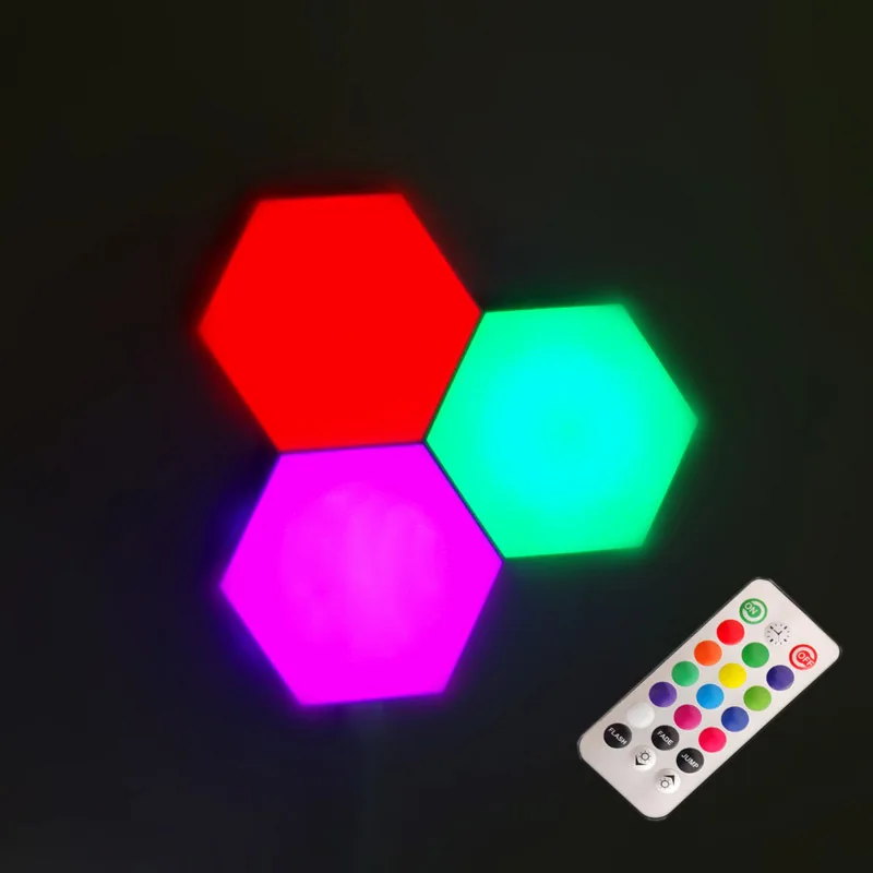 wall night light USB Upgrade Quantum lamp led modular touch sensitive lighting Hexagonal LED Panel honeycomb Light magnetic Helios Touch Lampara bathroom sconce lights Wall Lamps