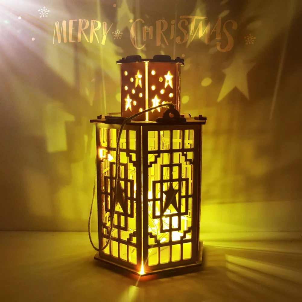 

2020 New Year Christmas DIY Luminous Cabin Innovative Christmas Snow House with Light Colorful Wooden Cottage Decoration