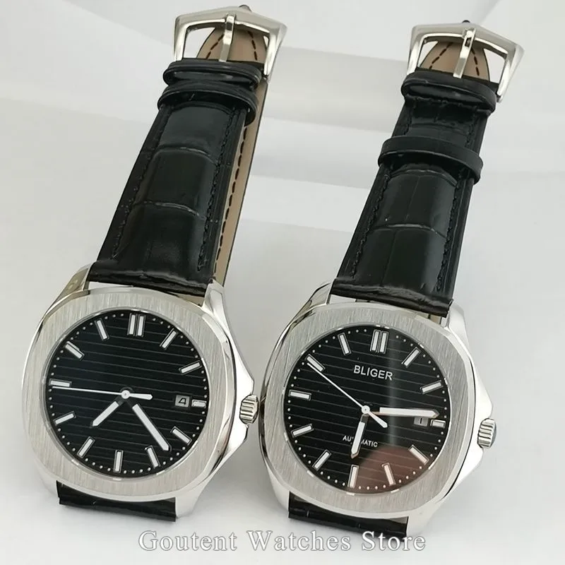 

40mm Bliger/Sterile Watch Clock Man Black Dial Date Sapphire Glass Automatic Mens Square Watch