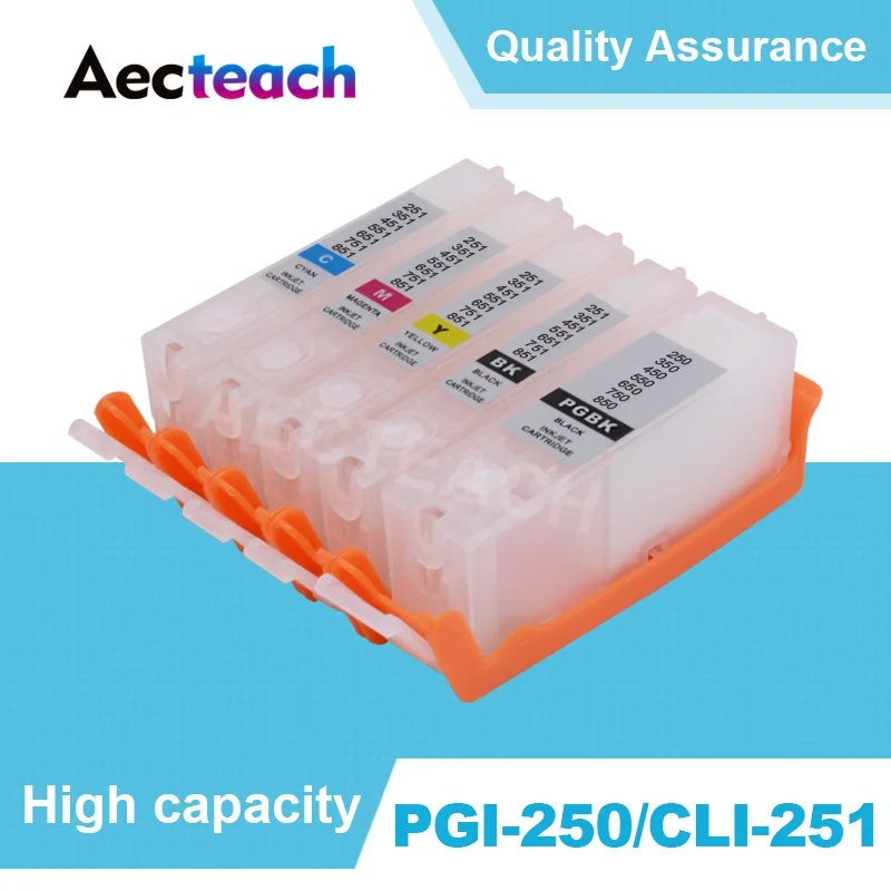 Aecteach PGI 250 CLI 251 принтер чернильный картридж для Canon PIXMA MG5420 MG5422 MG5520 MG5522 MG5620 BK белый