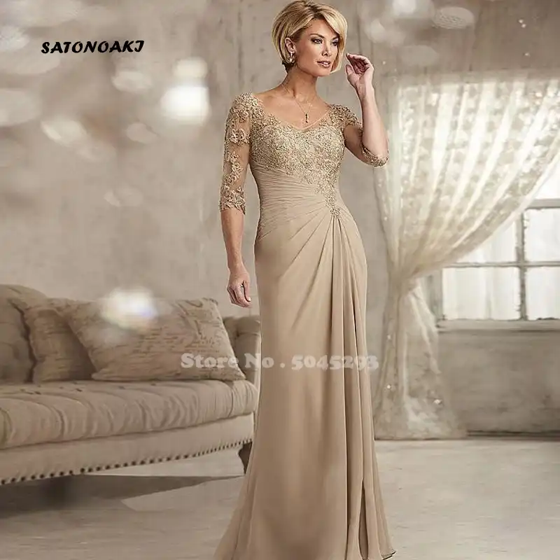 champagne mother of the bride dress plus size