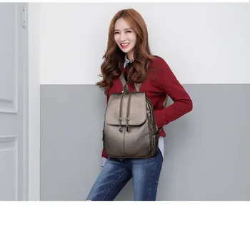 

2020 new women's backpack large capacity fashion ladies backpack double zipper solid color anti-theft backpack