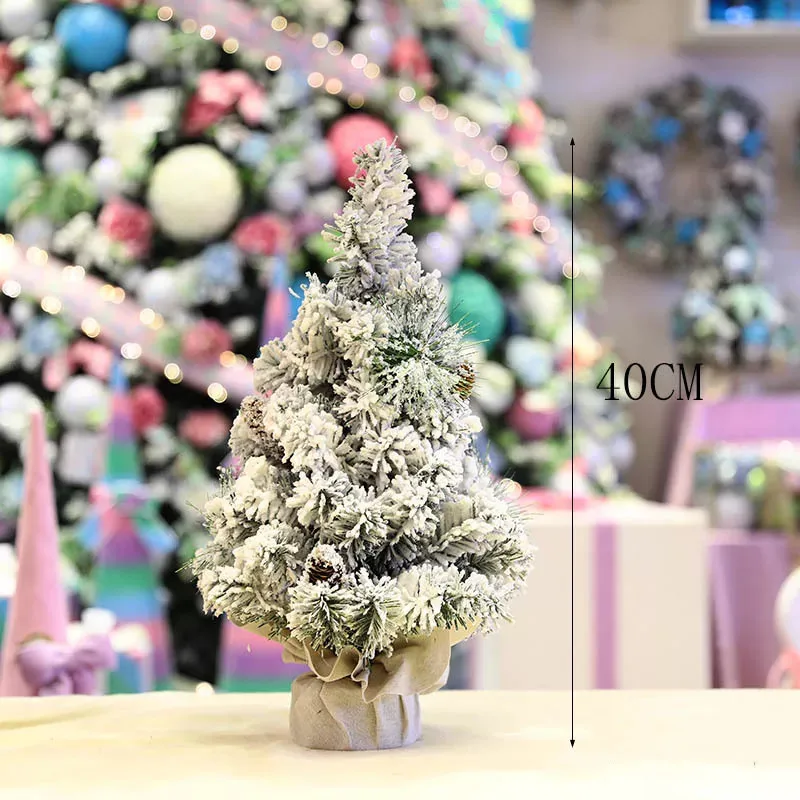 mini Christmas tree plastic flocking powder simulation snow 30cm40cm50cm Christmas tree indoor decoration 2020 New Year gifts