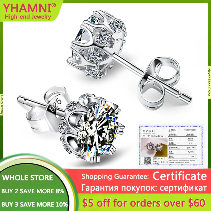 YHAMNI с сертификатом производство Китай женский 925 чистого серебра серьги