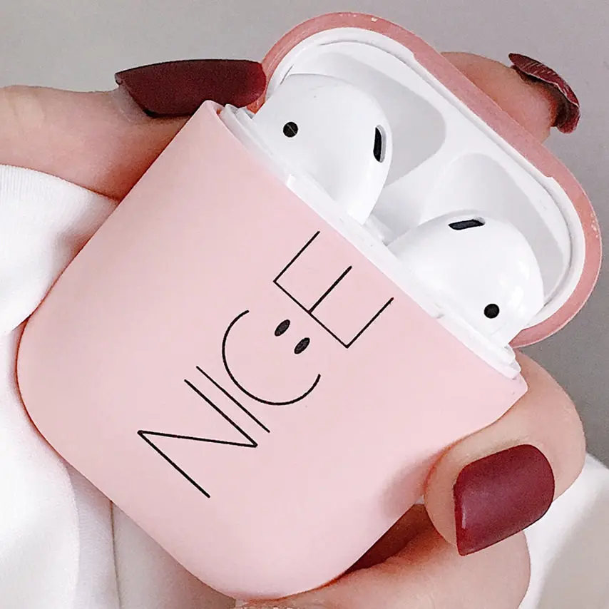 Новые милые беспроводные bluetooth наушники чехол для Apple Air Pods ударопрочный песчаник печать защитный ПК чехол для Apple Airpods - Цвет: pink NICE