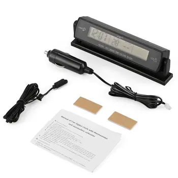 

Qz0027 Auto Car Voltage Digital Lcd Temperature Thermometer Alarm Clock New Car Thermometer Voltmeter