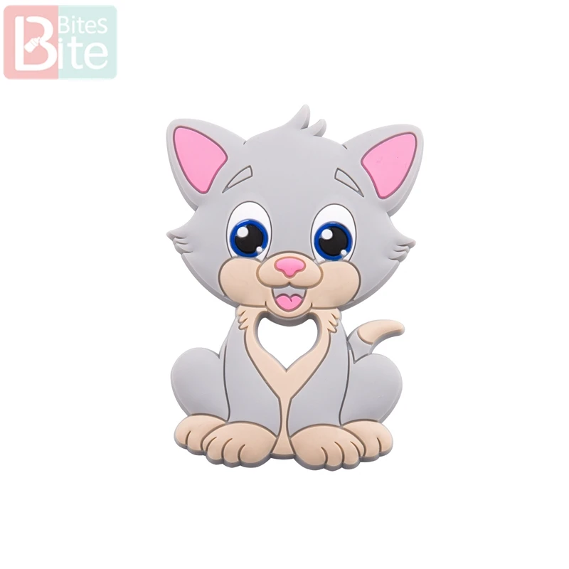 Cat Gray 6 шт., силиконовый Прорезыватель для зубов, кулон в виде лисы для соски, Товары для малышей, Силиконовые Прорезыватели для зубов, игрушки для детей, Детские Прорезыватели - Цвет: Cat Gray