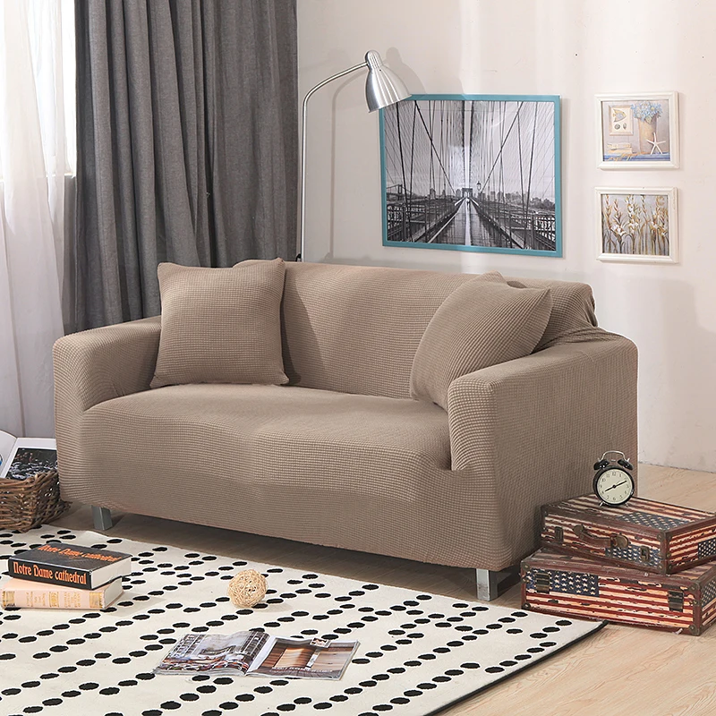 Бархатные чехлы для диванов для гостиной, флисовые однотонные секционные чехлы для диванов, эластичные чехлы для диванов, домашний декор, чехлы для дивана, Slipover - Цвет: Camel