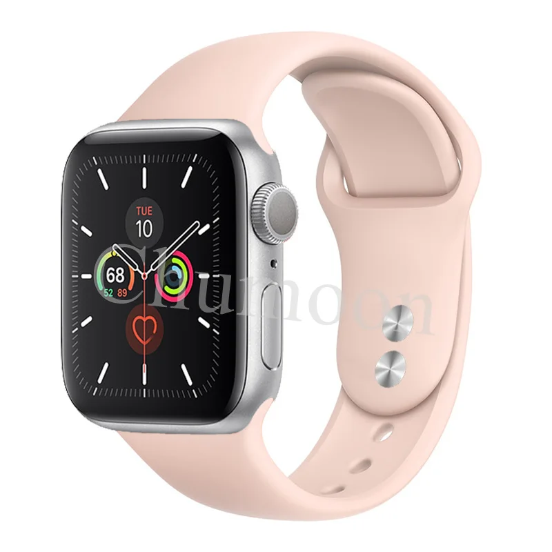 Спортивный ремешок для apple watch 38 мм 42 мм correa iwatch 4 ремешок 44 мм 40 мм силиконовый резиновый ремешок для часов Браслет apple watch 5 4 3 2 - Цвет ремешка: official pink sand