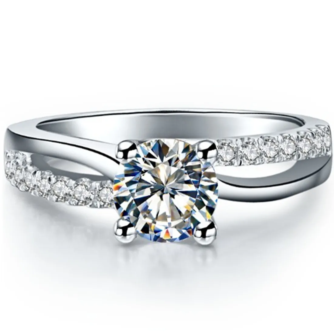 Тестовое Настоящее серебро 925 пробы популярное 4 кольцо с зубцами 0.6CT Moissanite бриллиантовое кольцо женское ювелирное 925 Обручальное 18K Белое позолоченное