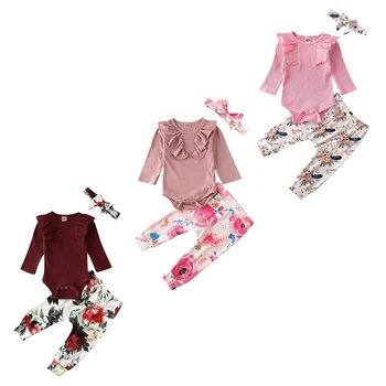 

Emmababy Newborn Infant Baby Girl Floral Clothes Romper Tops Pants Headband Outfit Set