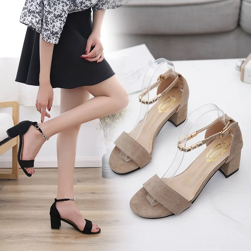 

Sandals Buckle ~~~ With New Style ~~~ A- line ~~~ Women's Summer with 2018 Elegant ~~~ Korean-style Versatile Soft Girl Women's