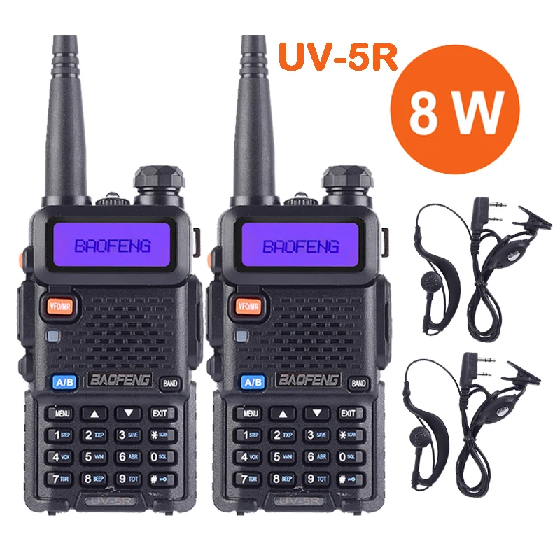 2 шт. Baofeng UV 5R Ture 8 Вт высокомощная рация CB Ham портативное радио двухстороннее 10 км