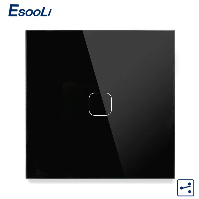 Esooli, серый, Хрустальный, стеклянный панельный светильник, переключатель, стандарт ЕС, настенный выключатель, сенсорный выключатель, 1 комплект, 2 способа управления, сенсорный экран, переключатель