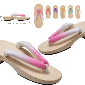 

11colors Anime Demon Slayer Cosplay Costumes Kamado Nezuko Geta Slippers Japanese Wooden Clogs for Women Kimono Flip-flops Shoes