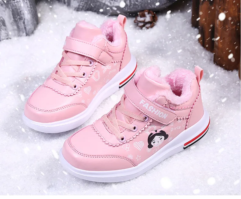 PINSEN/Новинка года; зимние детские кроссовки; обувь для девочек; теплая детская обувь; плюшевая обувь для девочек; детская повседневная спортивная обувь для девочек