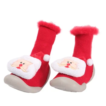 

1 Pair Christmas Season Baby Shoes Autumn Winter Infant Prewalker Cartoon Thickening Warm Socks Shoes Anti Slip Shoes for Baby W
