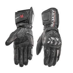 Motorcycle Gloves Genuine Leather Riding Gloves High-end Long Motocross Touch Operation Carbon Fiber Protection Windproof