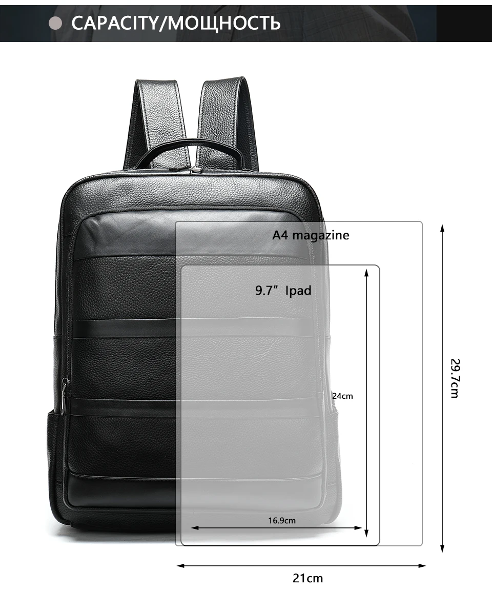 multifunction business men backpack laptop man leather backpacks fashion backapck travel shoulder mochila male anti thief 8878