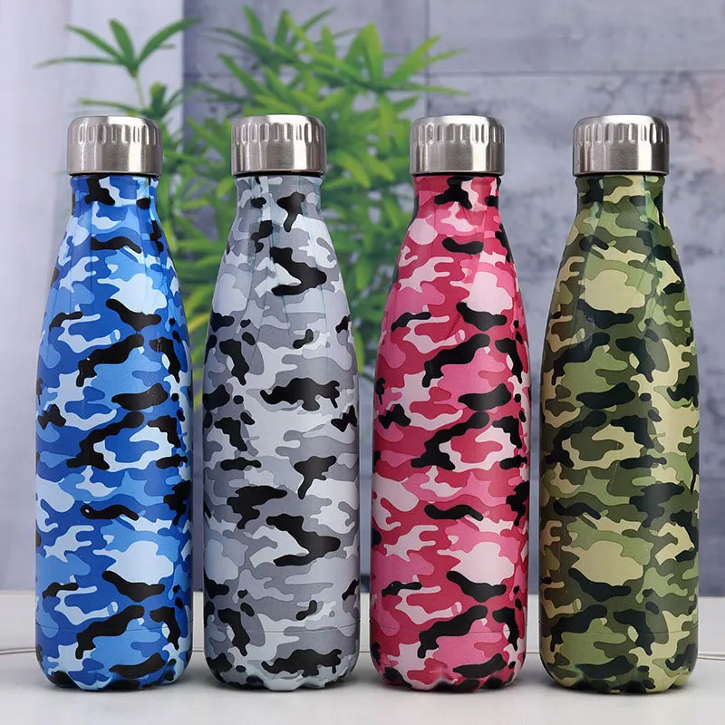 

Camouflage Water Bottle Insulated Cup Stainless Steel Water+Bottles Thermos Flask Shaker Design Sport Drink Bottle Beer Gym Mug