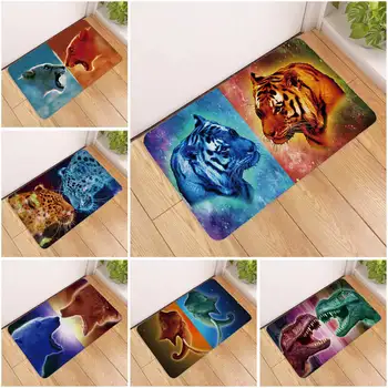 

Kid's Room Cartoon Carpet Floor Mat Bedroom Mat 3D Colorful Tiger Wolf Pattern Rectangular Carpet Bathroom Non-slip Floor Mat