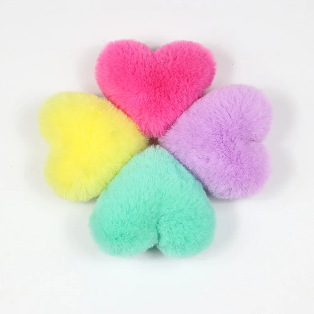 Heart Pom pon Ball for Women Shoes Handbag Keychain, Phone Fashion, DIY Accessories