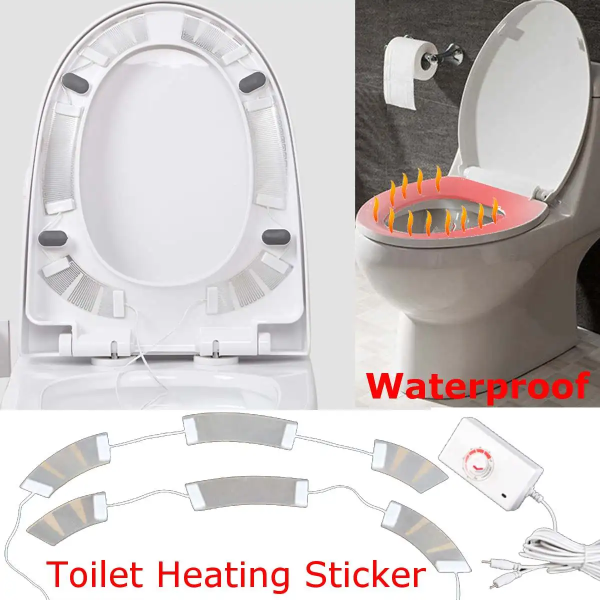 

Closestool Heating Sticker Pads Invisible Electric Heated Toilet Waterproof warm AC100-240v to DC16v 2.5amps