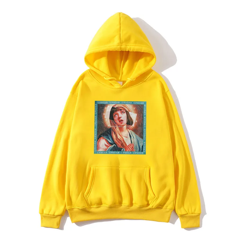 New Hot Sale Virgin Mary Print Men's Hoodie Funny Streetwear Men/women Autumn Winter Casual Hoodies Sweatshirts Pullovers Tops - Цвет: yellow