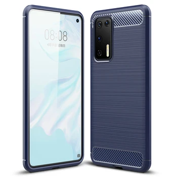 

30pcs/lot Case For Huawei Nova 6 SE Y7P Carbon Fiber Armor Anti Scratch Brushed TPU Gel Cover For Huawei P40 Pro P40 Lite