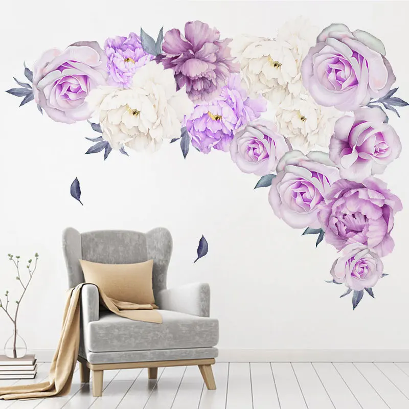 

Free Shipping Purple Peony Flowers Wall Sticker, Mixed Purple Watercolor Peony Wall Stickers - Peel and Stick Removable Stickers