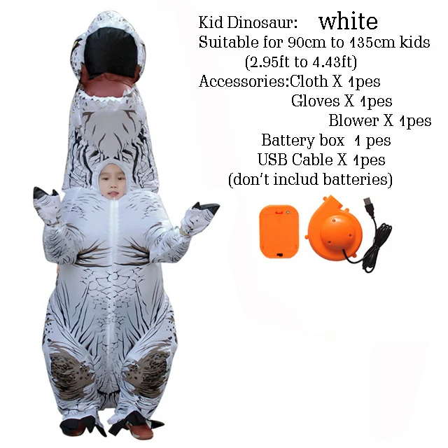 T-rex динозавр надувной костюм талисман костюм Deguisement Хэллоуин Pour Animaux Косплей динозавр - Цвет: Kid Size