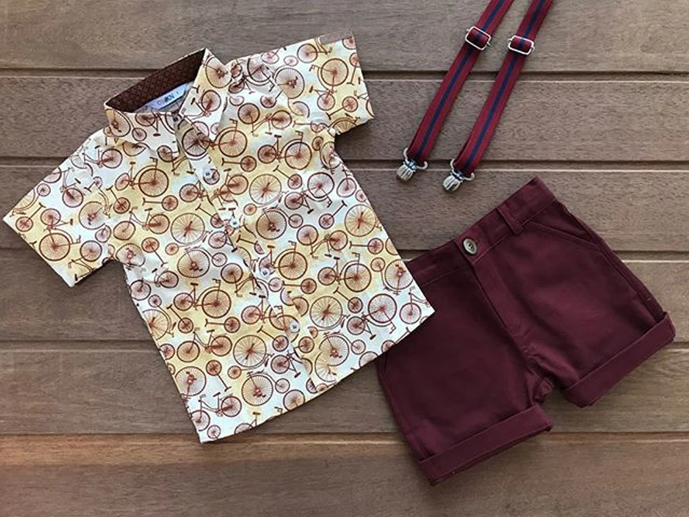 Pudcoco Summer 2PCS Toddler Kid Baby Boy Gentleman Bicycle Shirt Top+Pants Shorts Clothes Outfit Gentleman Set