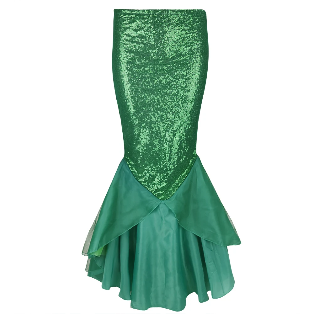 Women Ladies Shiny Sequined Mermaid Tail Skirt Party Photography Cosplay Costume Long Mermaid Tail Halloween Theme Party Dress 6