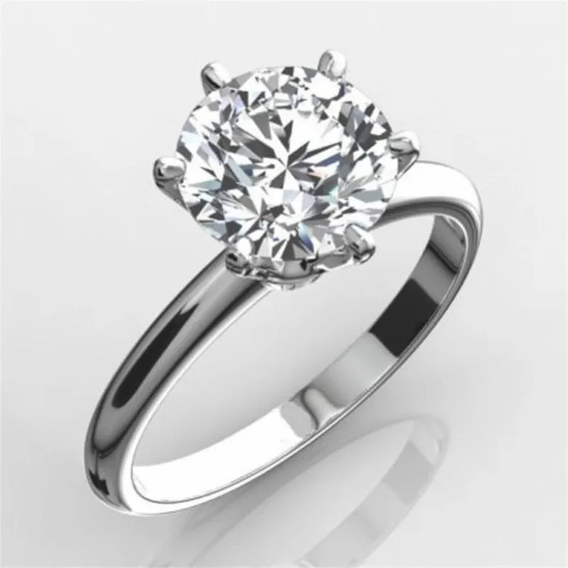 Кольцо женское из серебра 100% пробы с круглым вырезом 2 карата | Украшения и