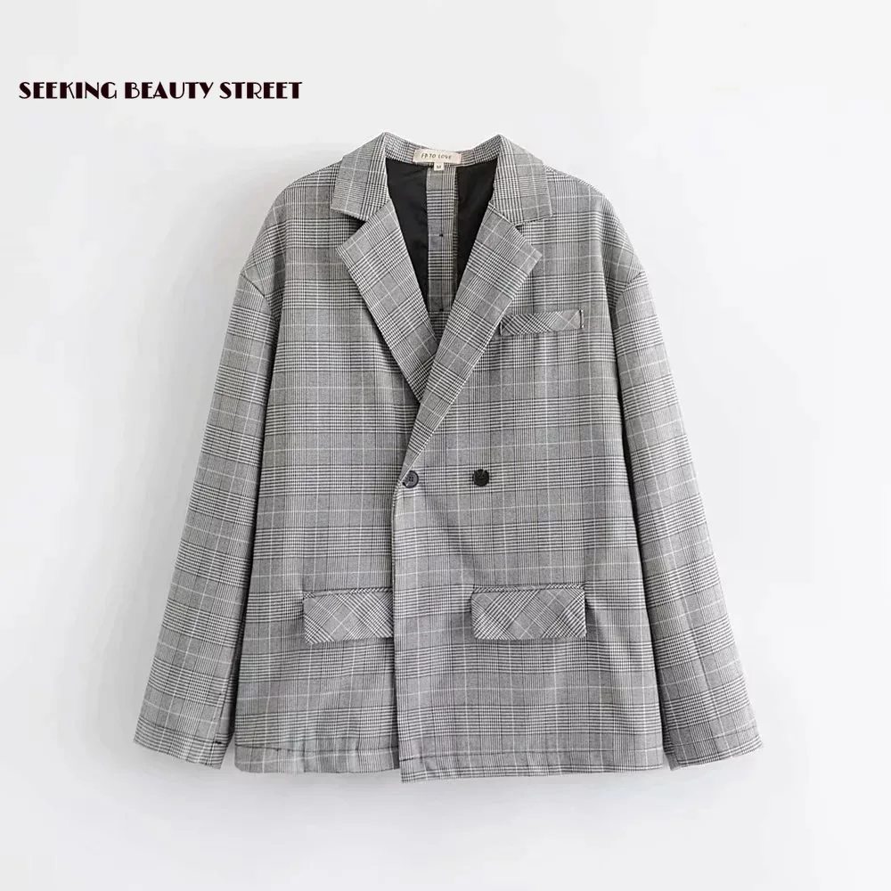 Autumn and Winter New Style 2019 Later button split checked suit jacket women blazers and jackets animal print leopardo Autumn and Winter New Style 2019 Later button split checked suit jacket women blazers and jackets animal print leopardo